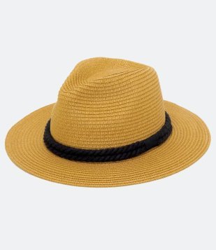 Chapéu Panamá De Palha Com Corda Trançada Preto