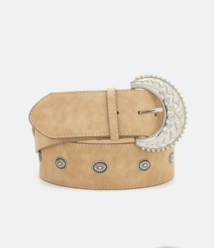 Cinto Largo Com Fivela E Tachinhas Em Metal Diferenciados Marrom