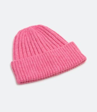 Gorro Com Textura Canelada E Dobrinha Na Barra Rosa