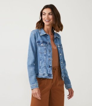 Jaqueta Em Jeans Com Recortes Frontais Azul