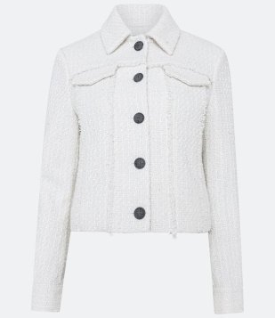 Jaqueta Em Tweed Com Bolso Frontal Branco Neve
