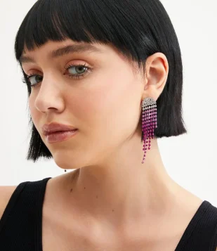 Maxi Brinco Em Metal Com Degradê Rosa