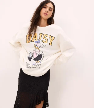 Moletom com Estampa Daisy Duck Branco