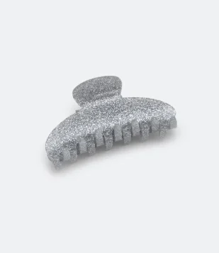 Piranha De Cabelo Grande Em Plástico Com Glitter Prata