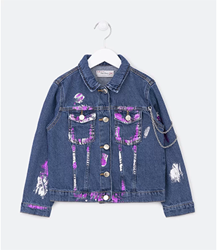 Jaqueta Infantil Em Jeans Com Detalhe Em Corrente