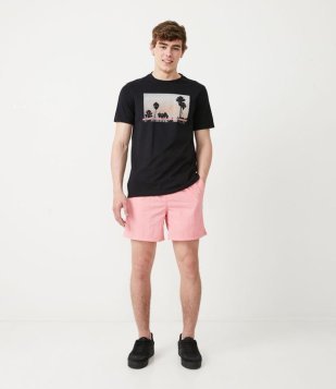 Bermuda De Banho Em Poliamida Com Cós Elástico Rosa Médio