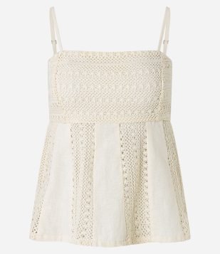 Blusa Curta em Renda Guipire com Alcinha Off White