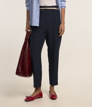 Calça Cenoura Alfaiatada com Cinto Fivela Azul