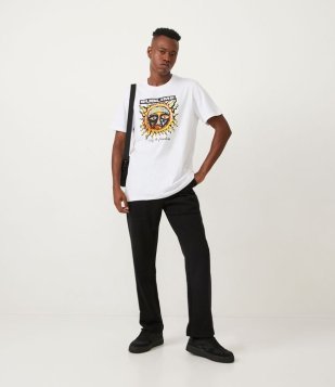 Calça Reta Básica Em Moletom Com Amarração E Bolsos Preto