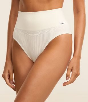 Calcinha Alta em Poliamida Seamless Texturizada Branco Neve