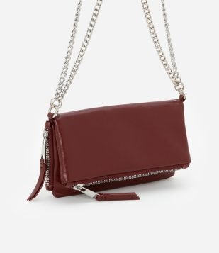 Carteira Envelope Grande com Alça em Corrente Vinho