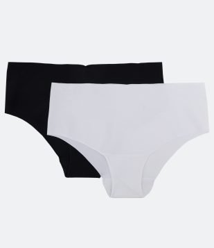 Kit 02 Calcinhas Boyshort em Microfibra com Corte a Laser Trifil Preto- Branco