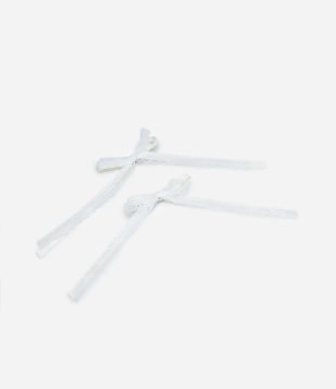 Kit 02 Presilhas de Cabelo em Gorgurão e Renda Off White