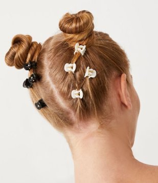 Kit 08 Mini Piranhas De Cabelo Em Plástico Preto/Branco