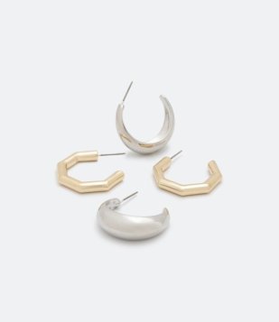 Kit Com 2 Brincos Argolas Prata/Dourado