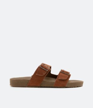 Sandália De Tiras Com Detalhe Em Fivela Laranja Ferrugem