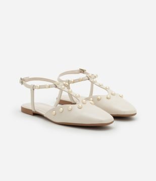 Sapatilha Salomé com Esferas Off White