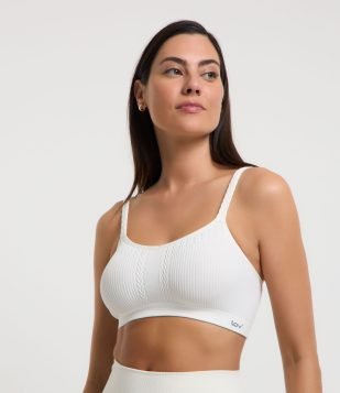 Sutiã Top em Poliamida Sem Bojo e Sem Costura Branco Neve