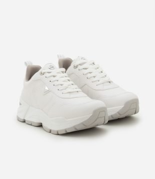 Tênis Jogging Chunky com Sola Bicolor Via Marte Branco
