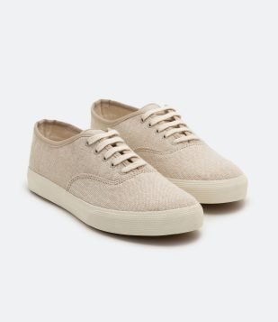 Tênis Plimsole com Textura e Recortes Bege