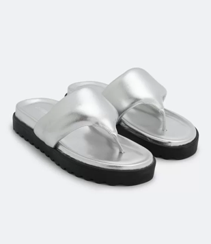 Sandália Rasteira em Tira Larga Silver Cloud 