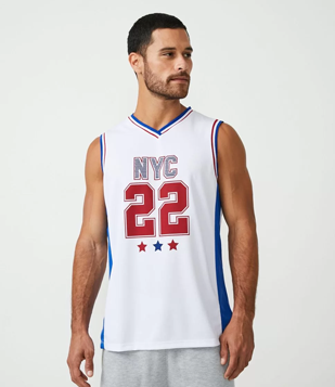 Regata Basquete Com Estampa NYC Branco