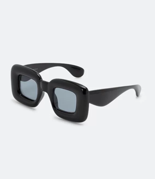 Óculos De Sol Quadrado Com Armação Grossa E Hastes Largas Preto