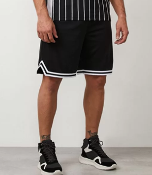 Bermuda Esportiva De Basquete Dry Fit Com Detalhes Contrastantes Preto