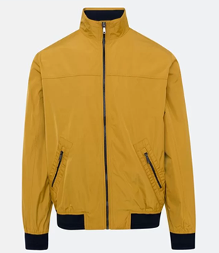 Jaqueta Bomber Em Poliamida Com Gola Alta E Recortes Amarelo Escuro