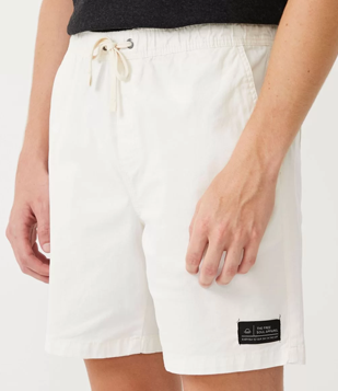 Bermuda Em Sarja Com Cós Elástico E Amarração Branco Neve