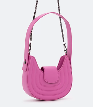 Bolsa Shoulder Baguete Com Alça Estruturada Rosa