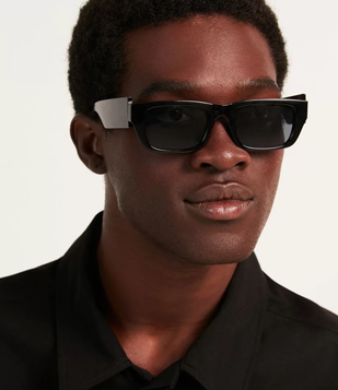 Óculos De Sol Quadrado Com Haste Larga Preto