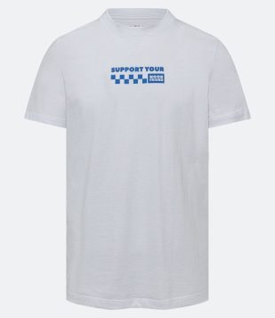 Camiseta Regular em Meia Malah com Estampa Support Your Noob Friend Branco