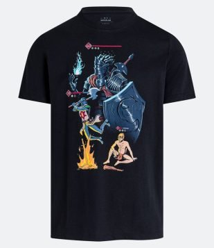 Camiseta Regular em Meia Malha com Estampa Unhide Level Up Preto