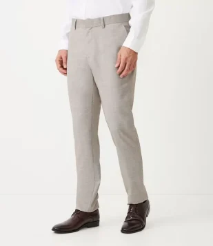 Calça Slim Em Poliviscose Texturizada Com Bolsos Marrom