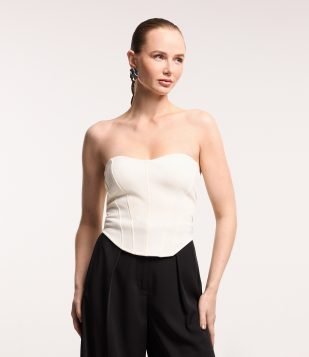 Blusa Corset em Crepe Tomara que Caia Branco