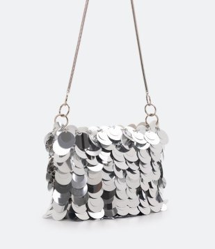 Bolsa Malha De Paete Com Alça Corrente Prata