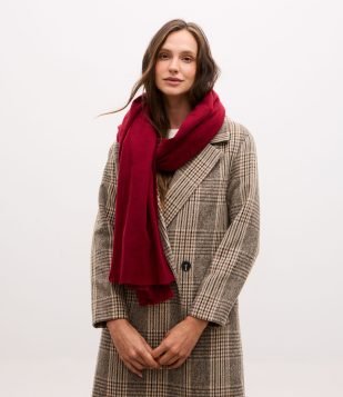 Cachecol em Flanela com Barra Desfiada Vermelho