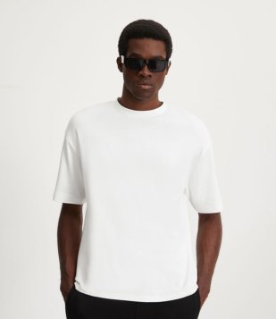 Camiseta Boxy Em Algodão Com Gola Média E Manga Curta Branco