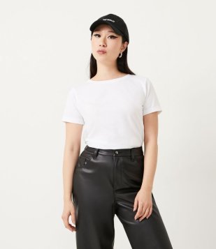 Camiseta Em Algodão Peruano Com Gola Redonda E Manga Curta Branco Neve