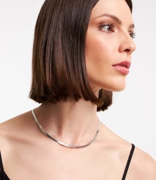 Colar Curto com Corrente Italiana Folheada Prata