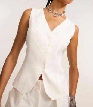 Colete em Alfaiataria com Costas Abertas Branco