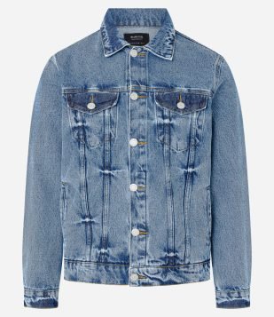 Jaqueta Regular em Jeans Estonada Azul