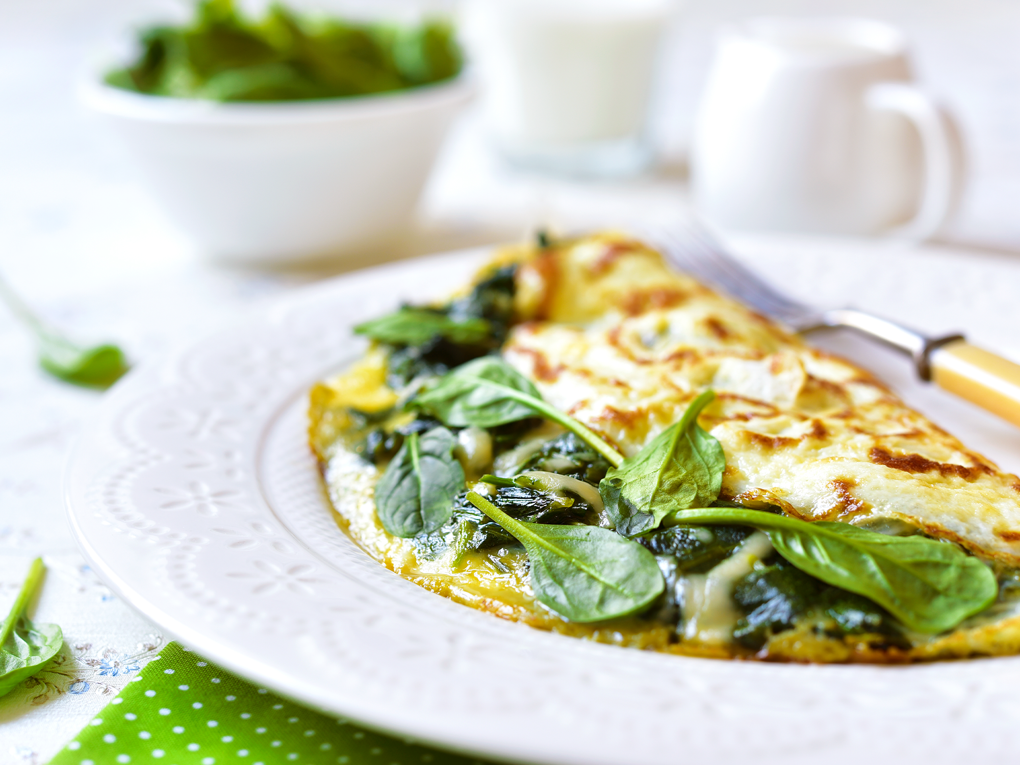 brunch: omelete de espinafre e queijo