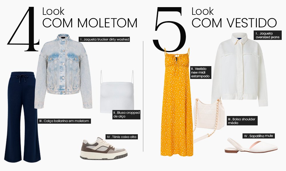 Peças de looks com jaqueta jeans