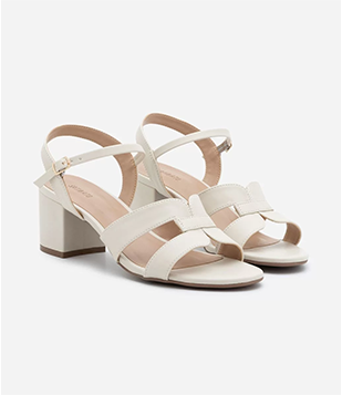 Sandália Com Salto Grosso E Tiras Cruzadas Off White