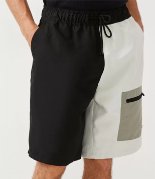 Bermuda Loose Com Blocos De Cor E Amarração Preto