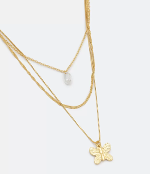 Colar De Camadas Em Metal Com Diferentes Pingentes Dourado