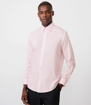 Camisa Classic Em Algodão Maquinetado Com Listras Rosa