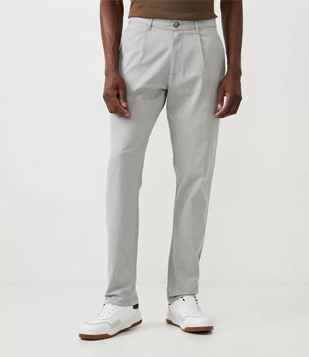 Calça Em Algodão Com Bolsos Embutidos Cinza